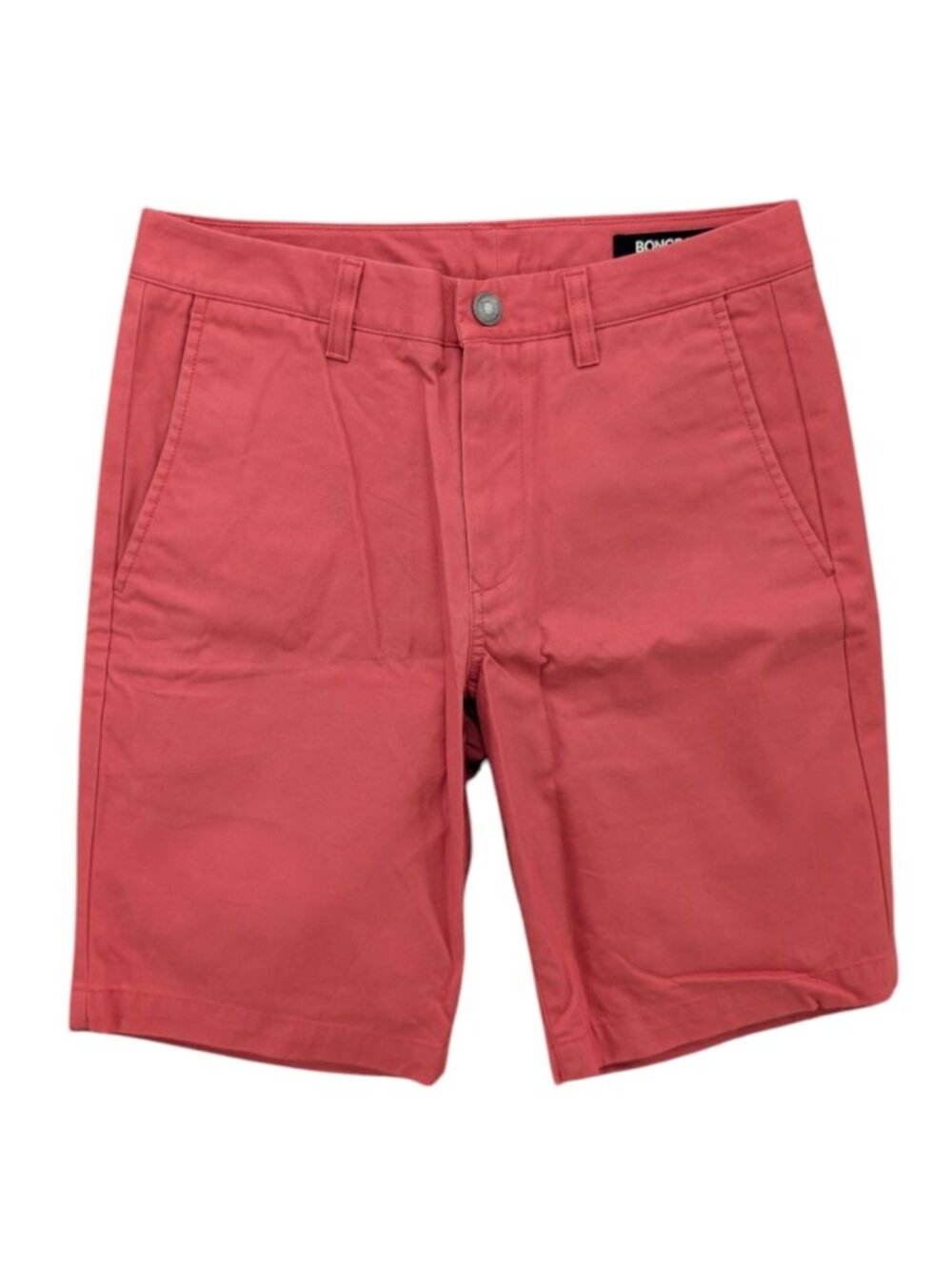 Bonobos Washed Chinos Shorts Mens Red Salmon Flat Front Cotton 9" Size 28